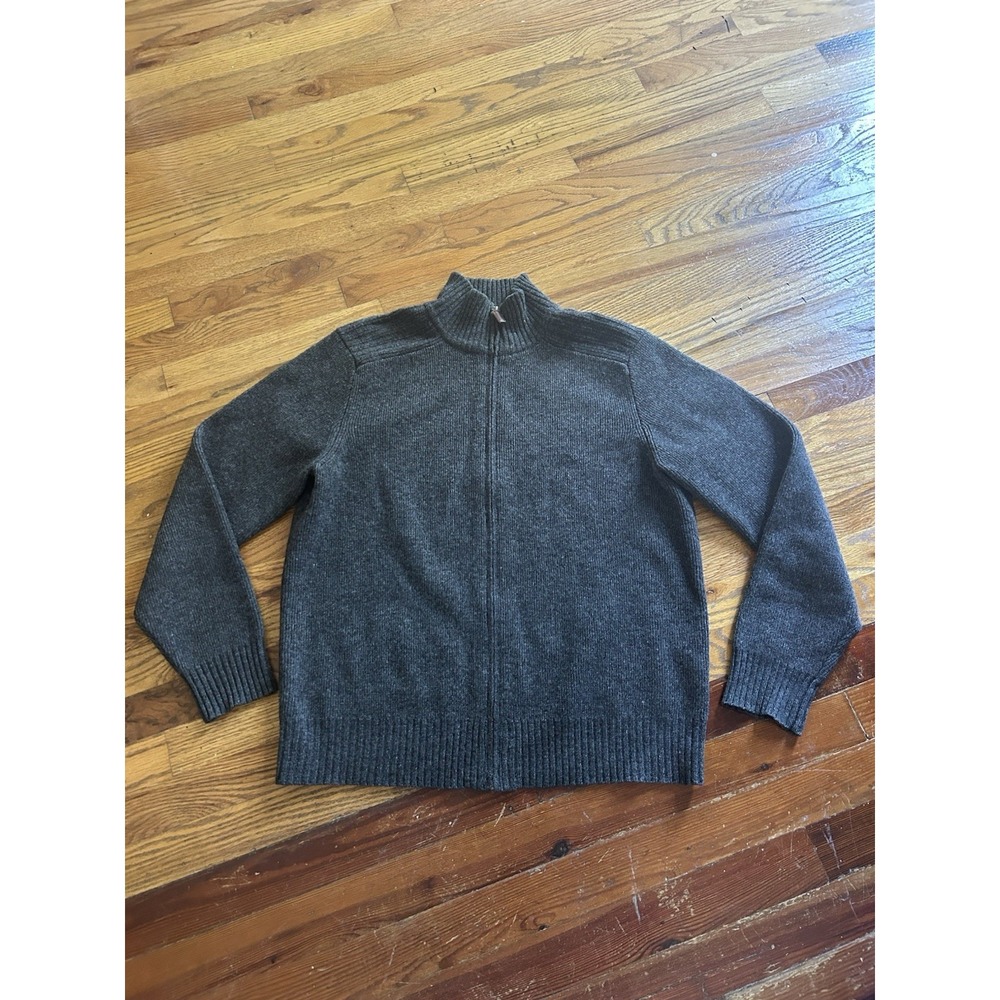J Crew Men's 1/4 Zip Lambswool Sweater Gray Size Large Pullover Warm Knit Ribbed